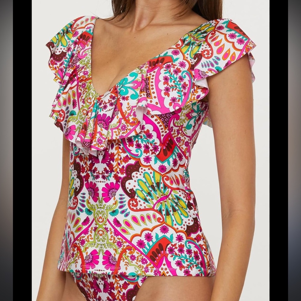 NWT Trina Turk Tankini swim set bathing suit; stunner, size 12 top, 10 bottom